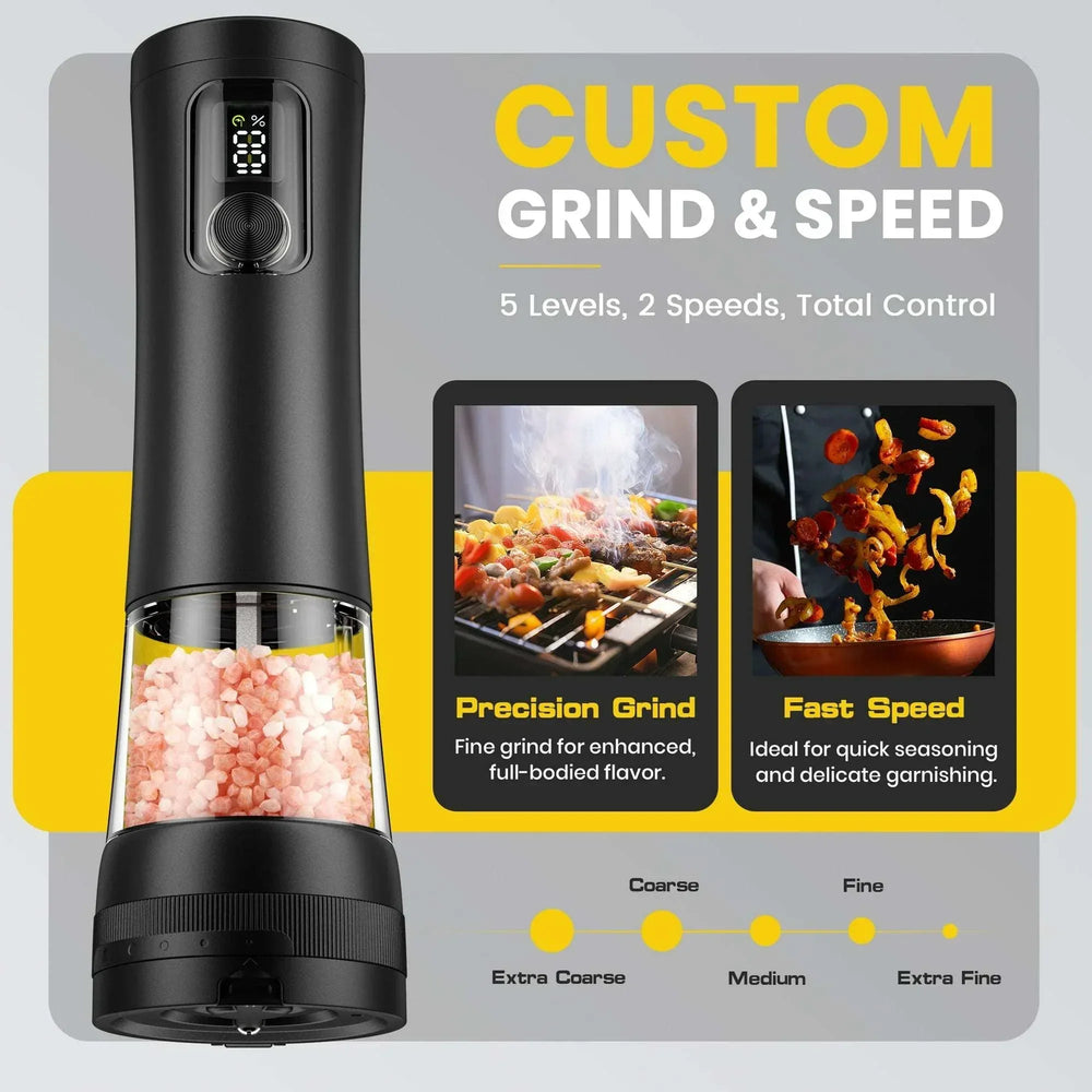 Moreblue Electric Salt and Pepper Grinder Set , Automatic Rechargeable Salt and Pepper Shaker with LED Battery Display & USB‑C Charging Base, Pepper Mill for Kitchen, Dining & Camping - USA MEGA SHOP