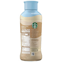 Starbucks iced espresso bottle back label, Nutrition Facts panel, blue cap