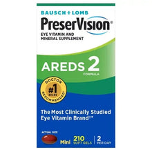 PreserVision AREDS 2 eye vitamin mineral supplement softgels front label on box