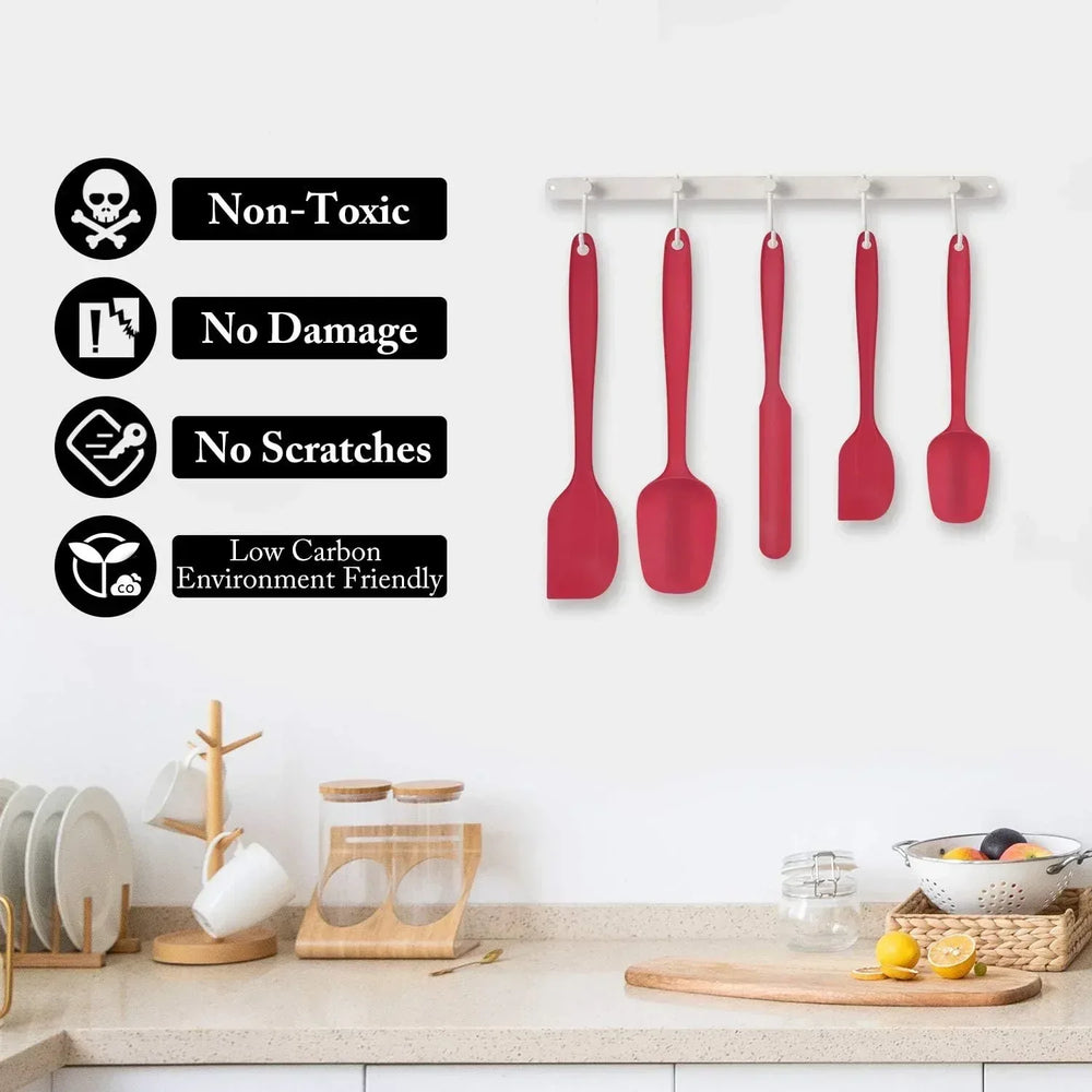 Food Grade Silicone Rubber Spatula Set for Baking, AOKIWO 5Pcs Cooking Utensil Set, High Heat Resistant Non Stick Dishwasher BPA-Free - USA MEGA SHOP