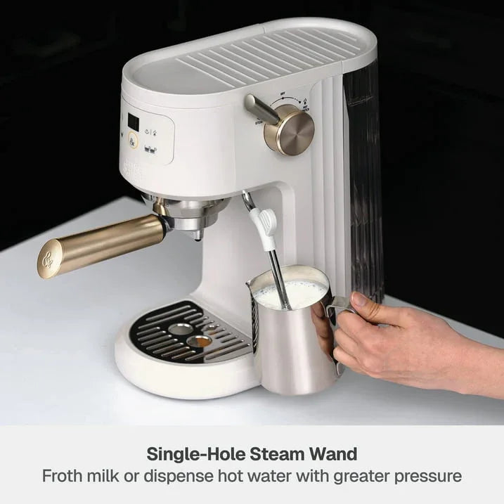 Thyme & Table Barista Mini Espresso Machine with 15-Bar Pressure and Steam Wand, Sand White - USA MEGA SHOP