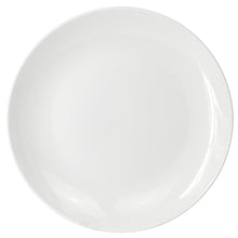 White porcelain round dinner plate with a glossy smooth surface.