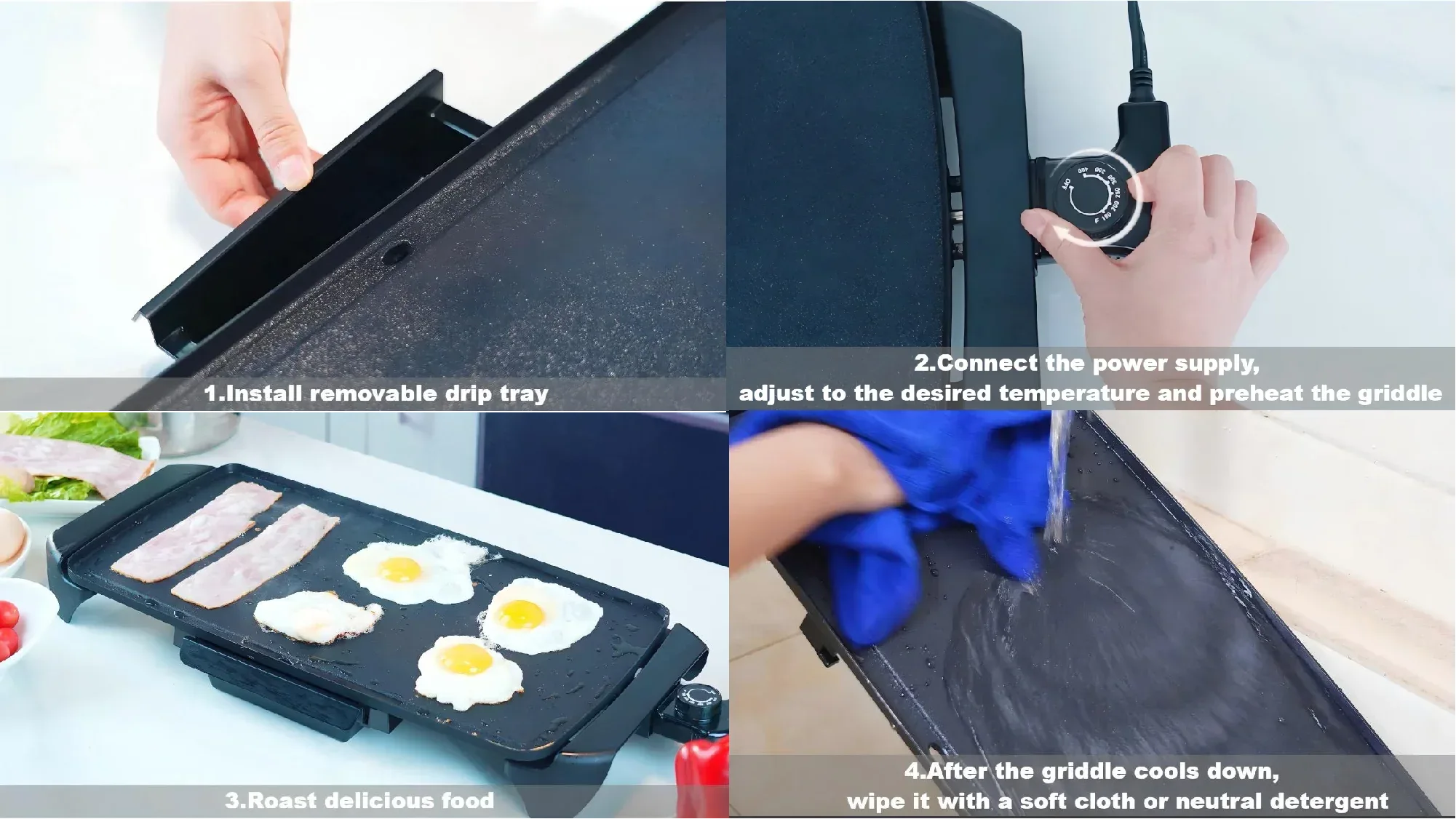 Mainstays 20” Electric Griddle - Non-Stick, Temperature Control,1500 W,Ceramic Coating