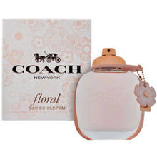 Coach floral eau de parfum bottle with blush cap and flower charm, 3 fl oz