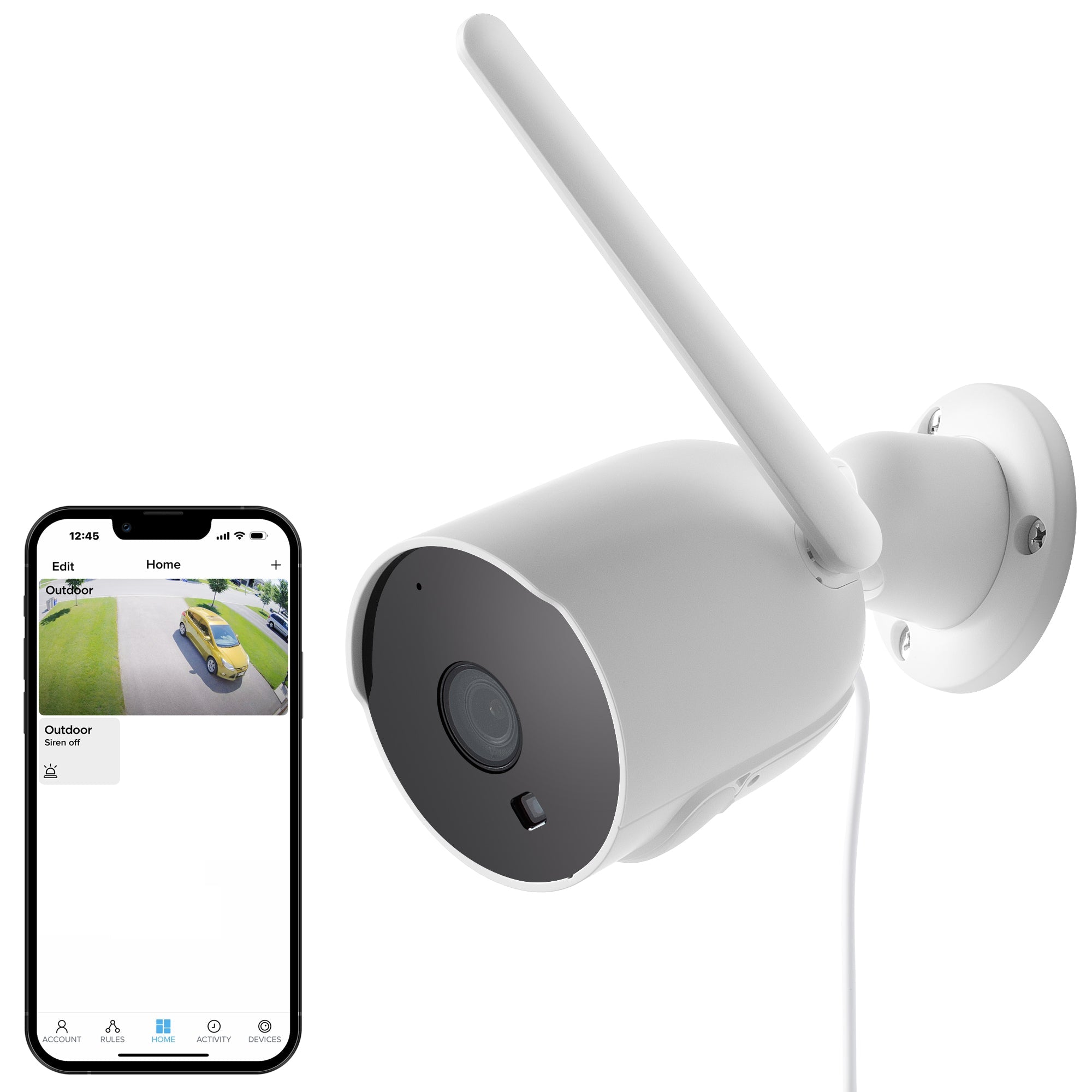 Merkury Smart Outdoor Camera 1080p – Weatherproof Security Camera with Night Vision, White (1-Pack)