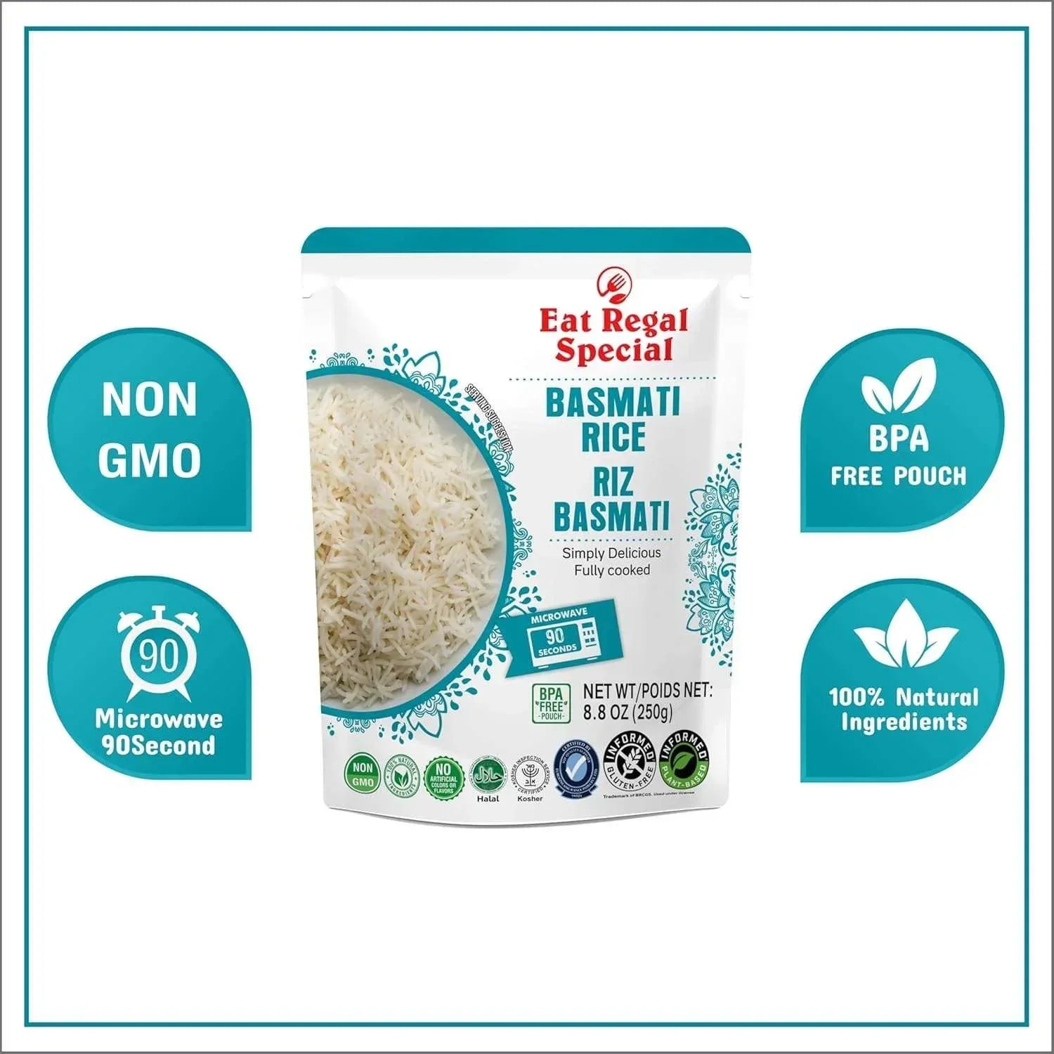 Eat Regal Basmati Rice – Fully Cooked, Microwaveable in 90 Seconds, Ready-to-Eat Precooked Basmati Rice - USA MEGA SHOP
