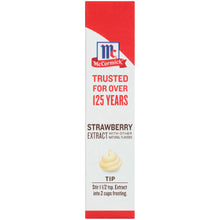 Strawberry extract box side panel: trusted for 125 years and tip for frosting