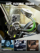 Flexible 7-inch car phone mount with suction arm and adjustable cradle