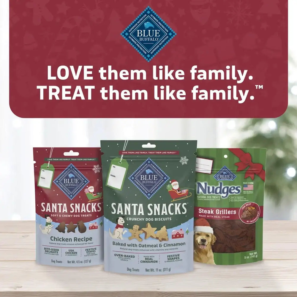 Blue Buffalo Santa Snacks Soft-Moist Dog Bits for Training, Chicken, 4.5-oz. Bag