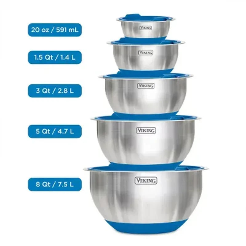 Viking 10-Piece Stainless Steel Mixing, Prep and Serving Bowl Set