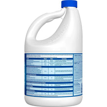 Clorox disinfecting liquid bleach bottle, blue cap and blue label.