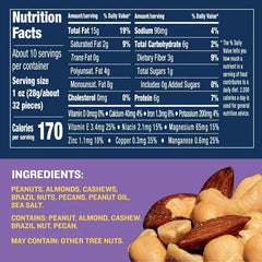 PLANTERS Salted Mixed Nuts, Party Snacks, Plant Based Protein, 10.3 oz Steel Can