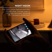 White outdoor security camera with night-vision lens and status LED indicator