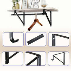 WellMade 11 x 9.5 in Wall Mounted Closet Rod Brackets 2 Pack, Steel Shelves Support with Rod Shelving Support, Black with Screws