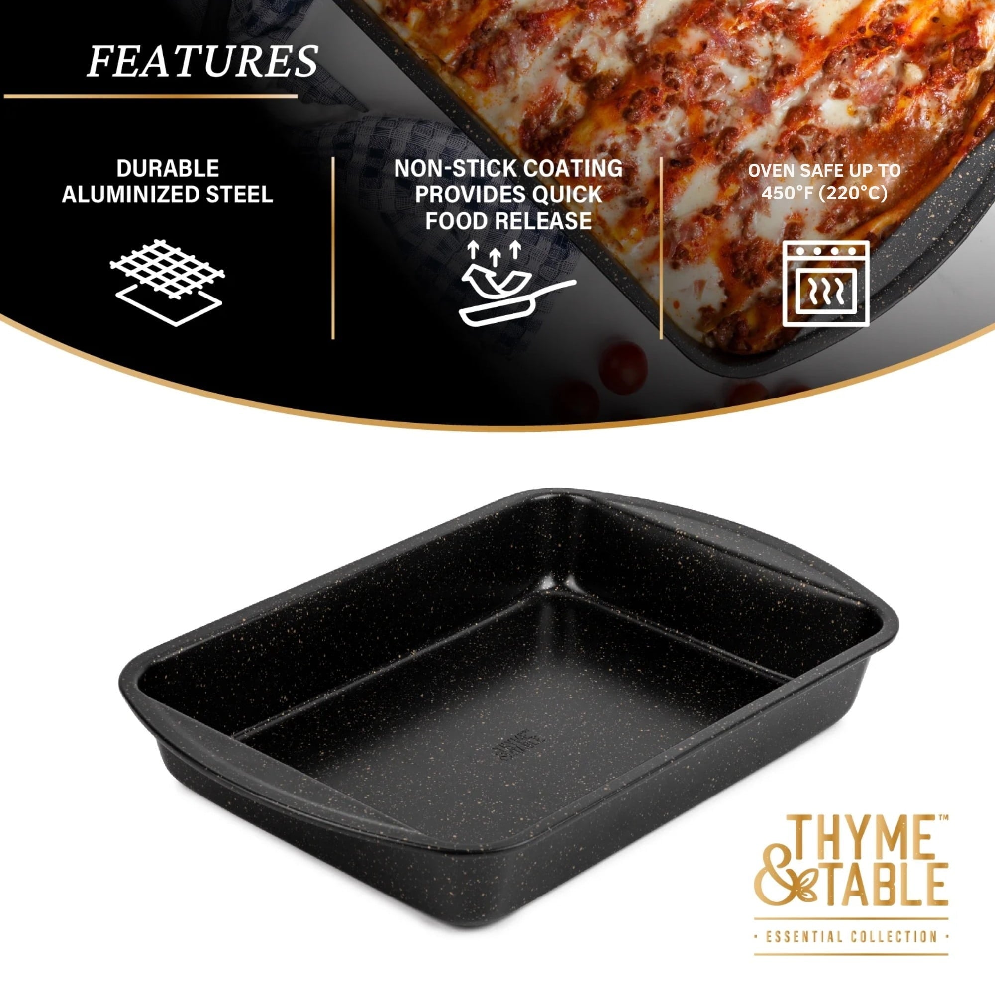 Thyme & Table 15"x11" Nonstick Lasagna Pan - Black