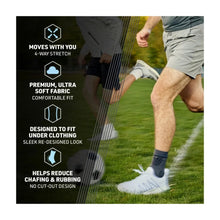 Dark gray ankle compression sleeve featuring soft knit fabric and seamless fit