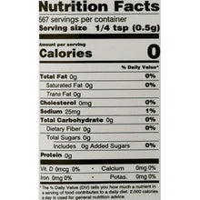 Nutrition facts label for organic garam masala powder, serving size 1/4 tsp