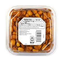 Toasted corn nuts tub with Nutrition Facts label on back