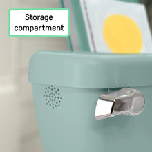 Green potty with side storage compartment and chrome handle