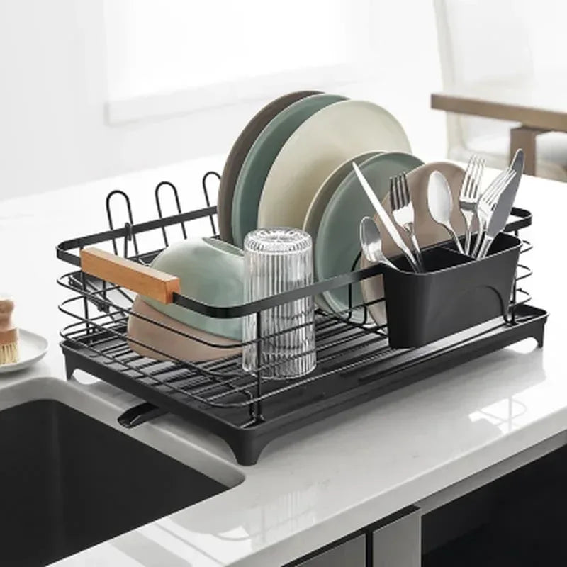Member'S Mark Modern Dish Rack with Utensil Caddy and Glassware Holder, Assorted Colors