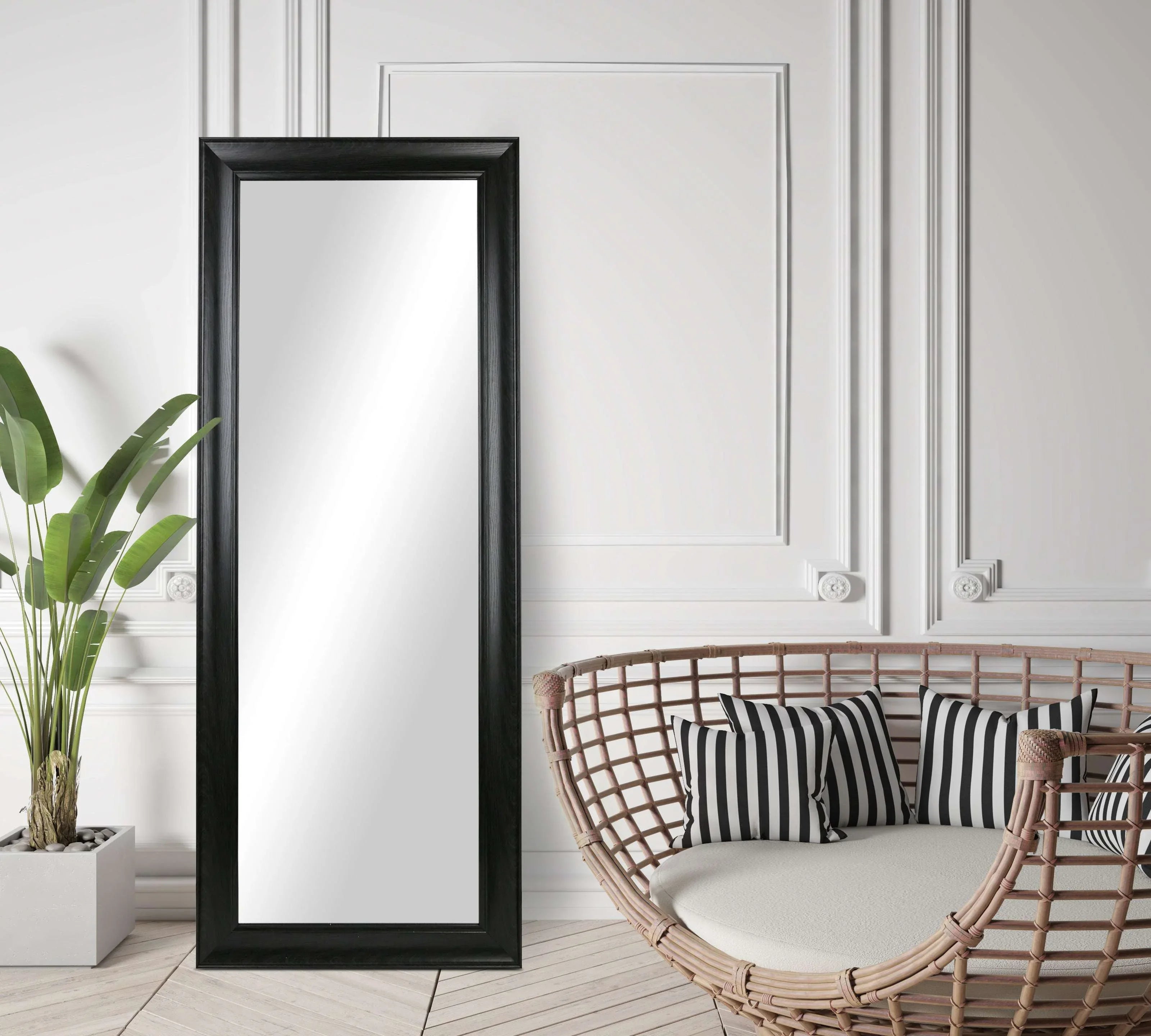 Better Homes & Gardens 27x70 Black Rectangle Large Full-Length Floor Mirror for Bedroom or Entryway