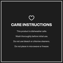 Care instructions card for dishwasher-safe ceramic-lined jug
