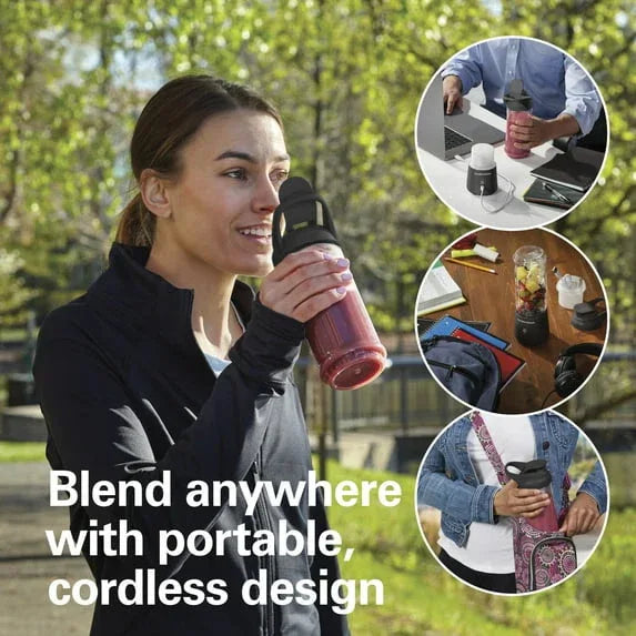 Hamilton Beach Blend Now Portable Personal Blender for Smoothies with Travel Lid, 16 oz, Black - USA MEGA SHOP