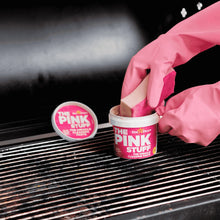 Pink Stuff cleaning paste applied to an oven grill
