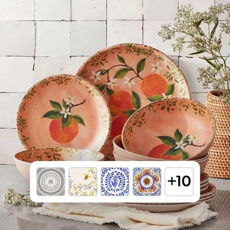 Member'S Mark 12-Piece Bamboo Melamine Dinnerware Set (Assorted Colors)