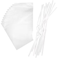 Wilton Treat and Cake Pops Bag Kit, Clear Bags and Silver Ties, 12-Count