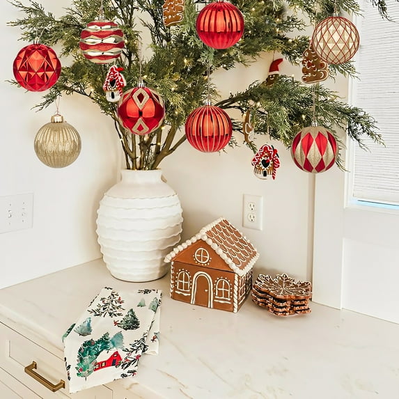 4 inch Reddish Gold Christmas Balls Ornaments 12 Pcs Shatterproof Christmas Ornaments Set Large Silver Ornaments for Christmas Tree Halloween Holiday Party