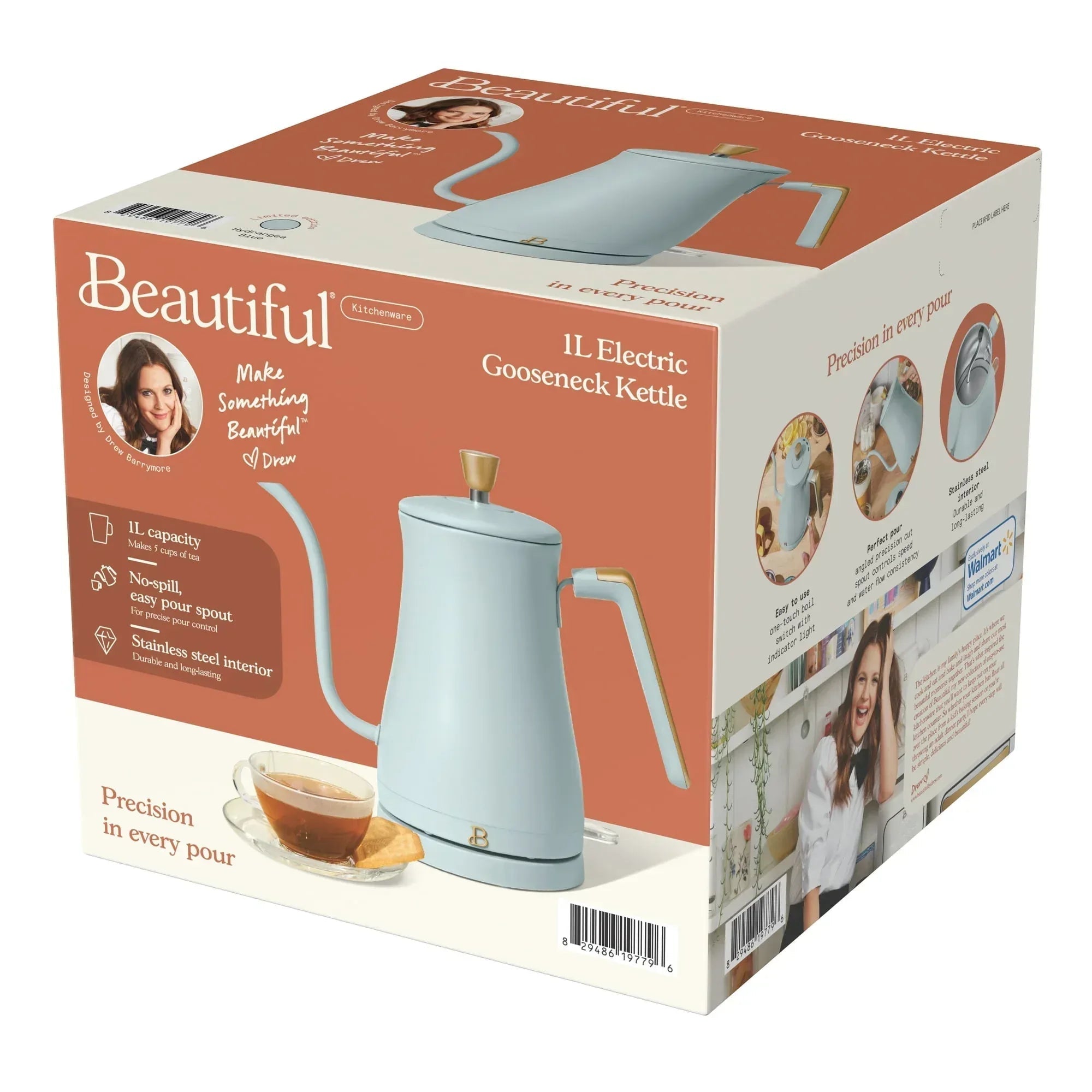 Beautiful 1-Liter Electric Gooseneck Kettle 1200 W, by Drew Barrymore
