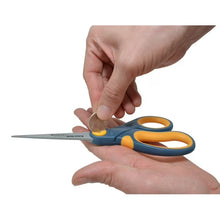 Westcott non-stick scissors with blue frame and orange adjustable handle rings.