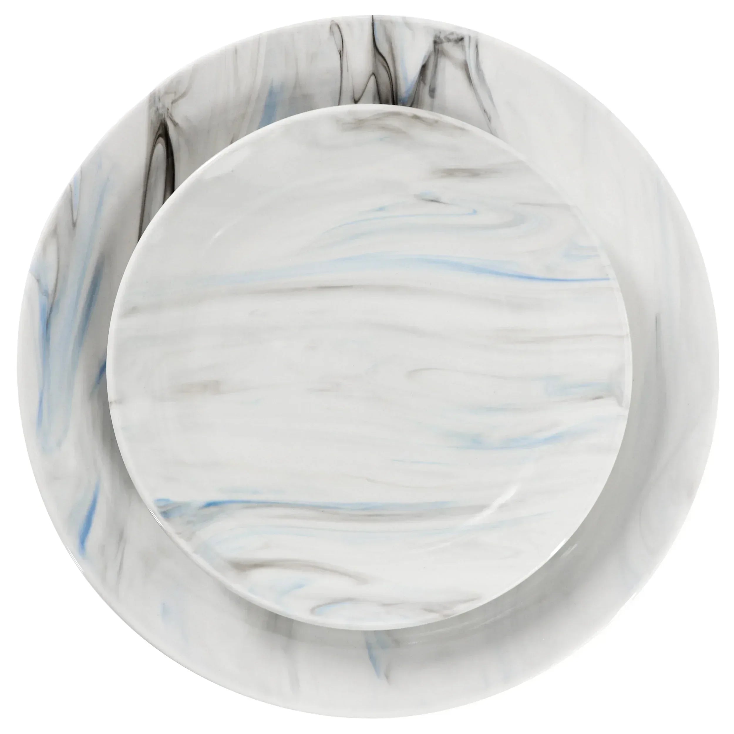 Elama Fine Marble 16 Piece Porcelain Dinnerware Set in Blue and Gray, Service for 4