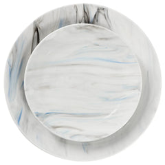 Elama Fine Marble 16 Piece Porcelain Dinnerware Set in Blue and Gray, Service for 4