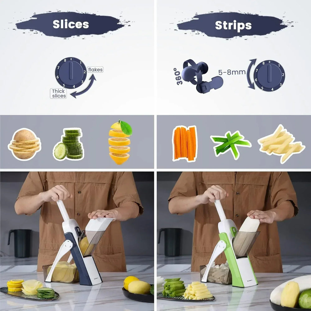Mandoline Slicer for Vegetables Fruits, Adjustable Thickness Stainless Steel Food Cutter & Chopper, Safe and Quick Meal Preparation - USA MEGA SHOP