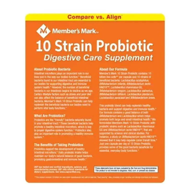 Member'S Mark 10-Strain Probiotic Digestive Care Supplement Capsules (84 Ct.)