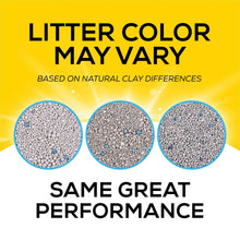 Cat litter color varies graphic with three granule samples and same performance