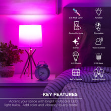 RGB color smart LED bulb in A19 shape with set of control icons