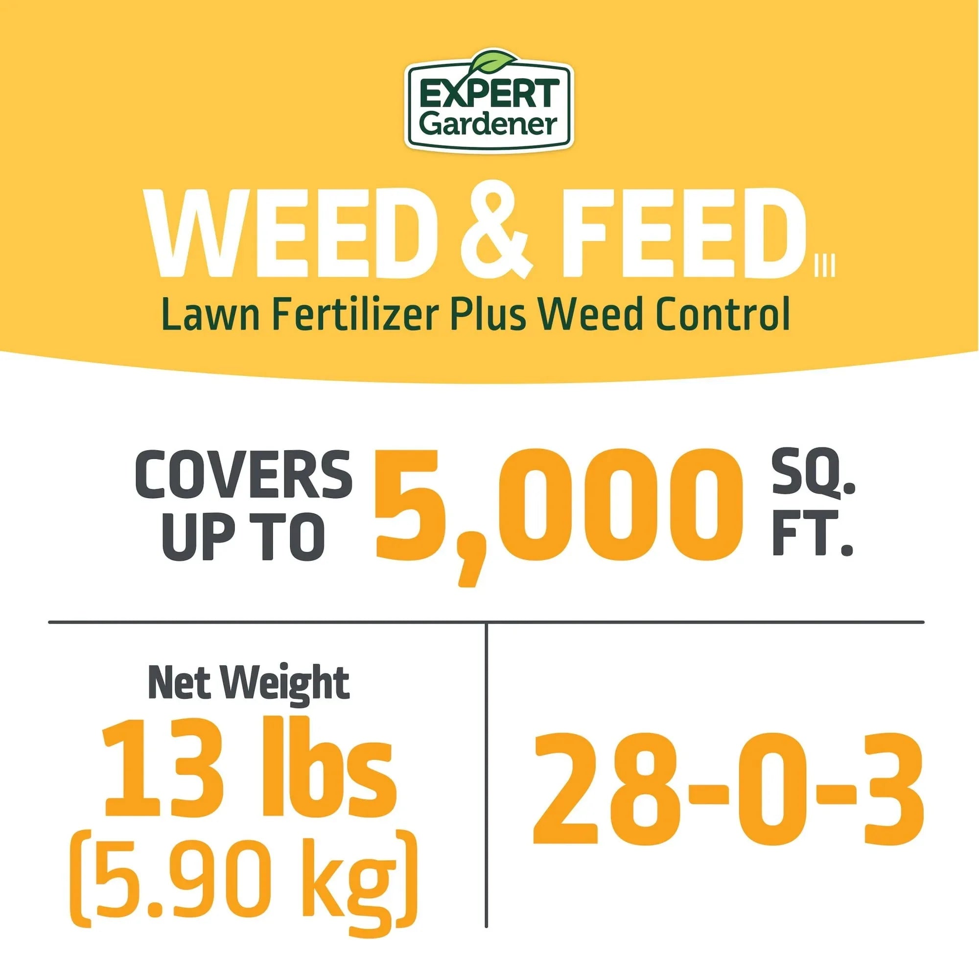 Expert Gardener Weed & Feed, 28-0-3 Lawn Fertilizer and Weed Control