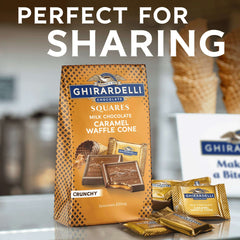 GHIRARDELLI Milk Chocolate Candy SQUARES with Caramel Waffle Cone Filling, 5.2 oz Bag