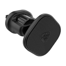 Magnetic air vent phone holder with ridged face and vent-grip prongs, black