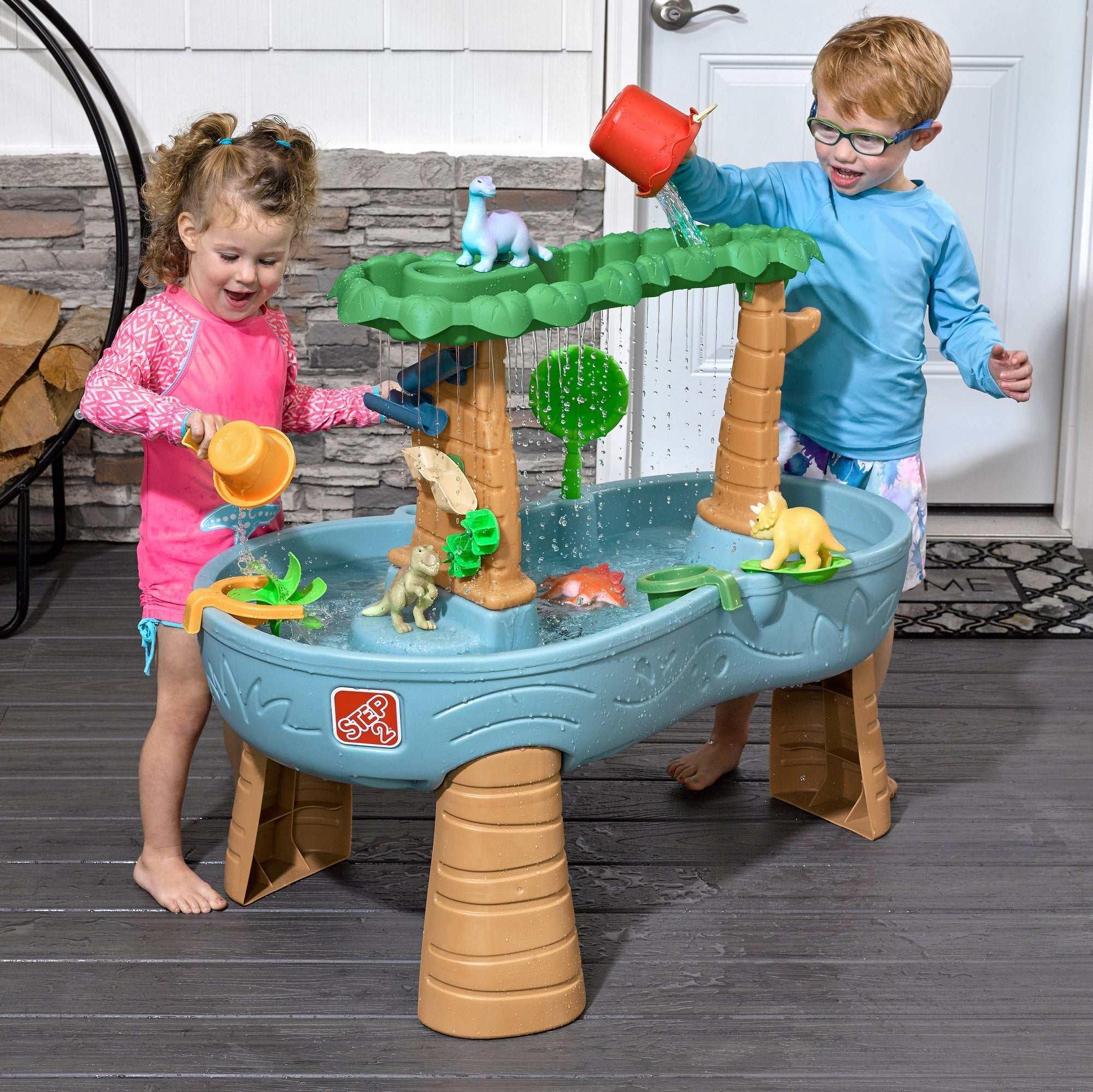 Step2 Dino Showers Multi-Color Plastic Water Table for Toddlers with 13-Piece Playset - USA MEGA SHOP