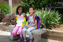 Washable broad line markers box held by two children