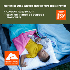 Ozark Trail Youth warm weather rectangle sleeping bag - Blue & Red (youth size 64" x 28")