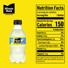 Lemonade bottle with Nutrition Facts panel for one 12 fl oz bottle.