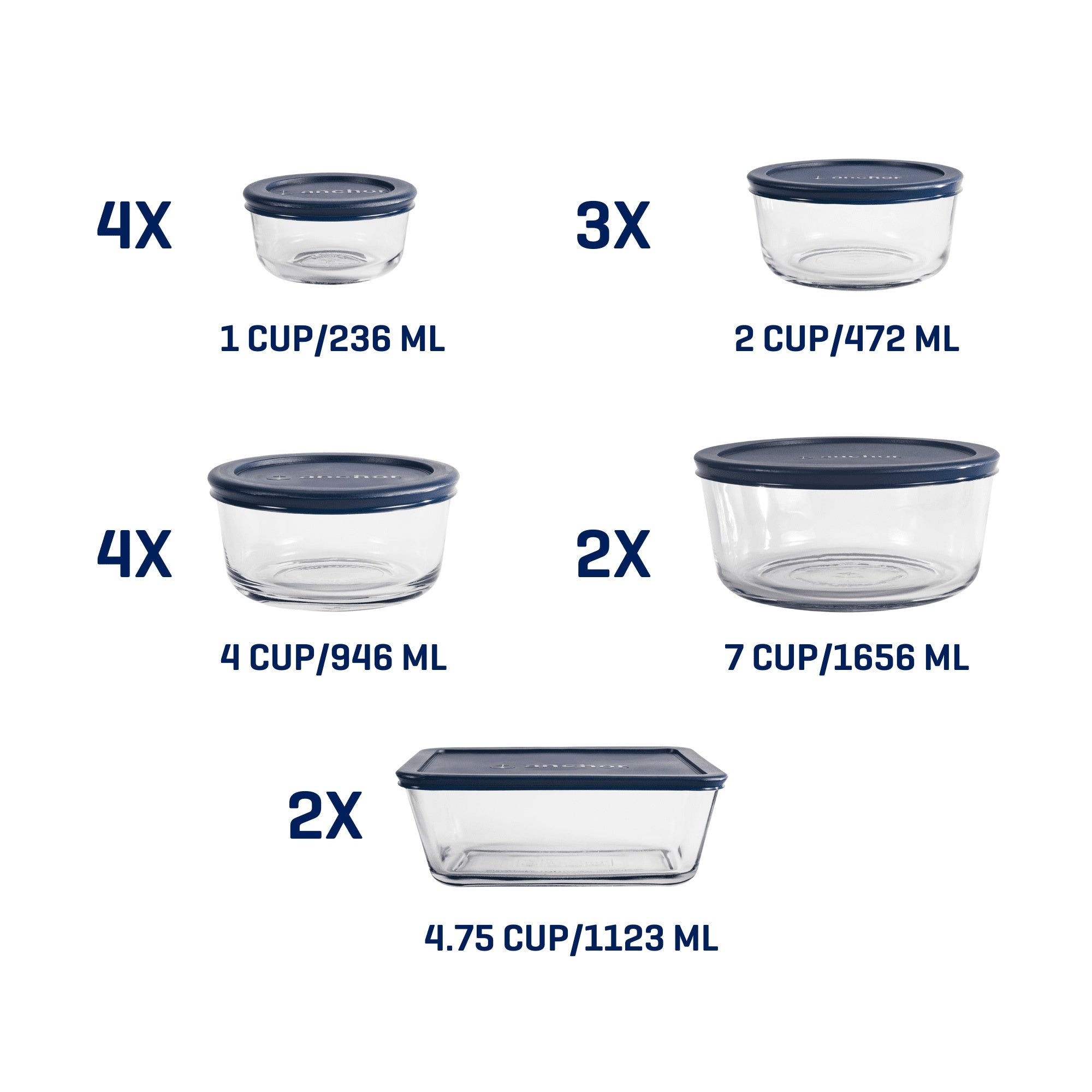 Anchor Hocking Glass Food Storage Containers with SnugFit Lids, 30 Piece Set