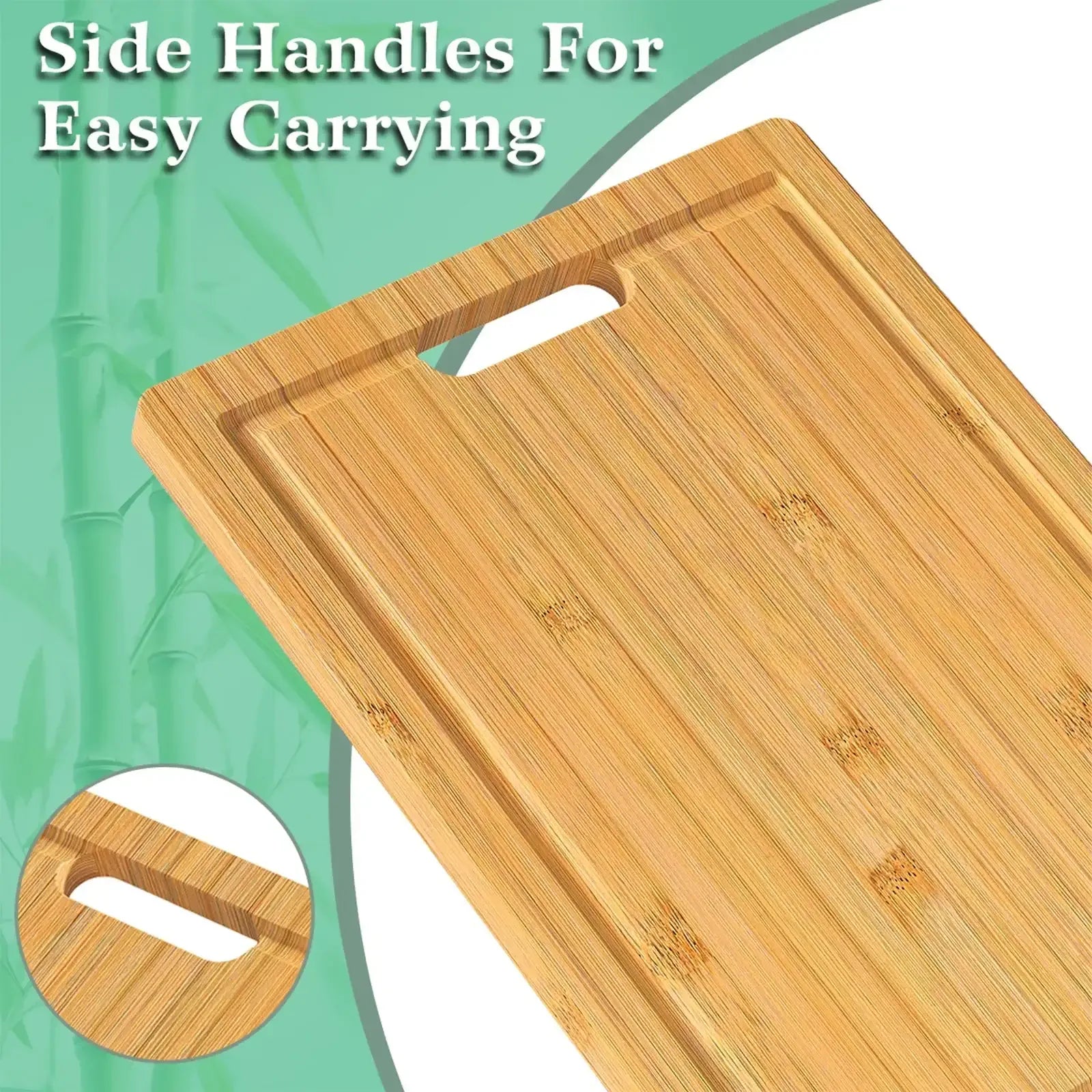 Large Wood Cutting Board, Bamboo Cutting Boards for Kitchen with Juice Groove and Handles, Cutting Boards for Kitchen, 15.75" x 11.81" - USA MEGA SHOP