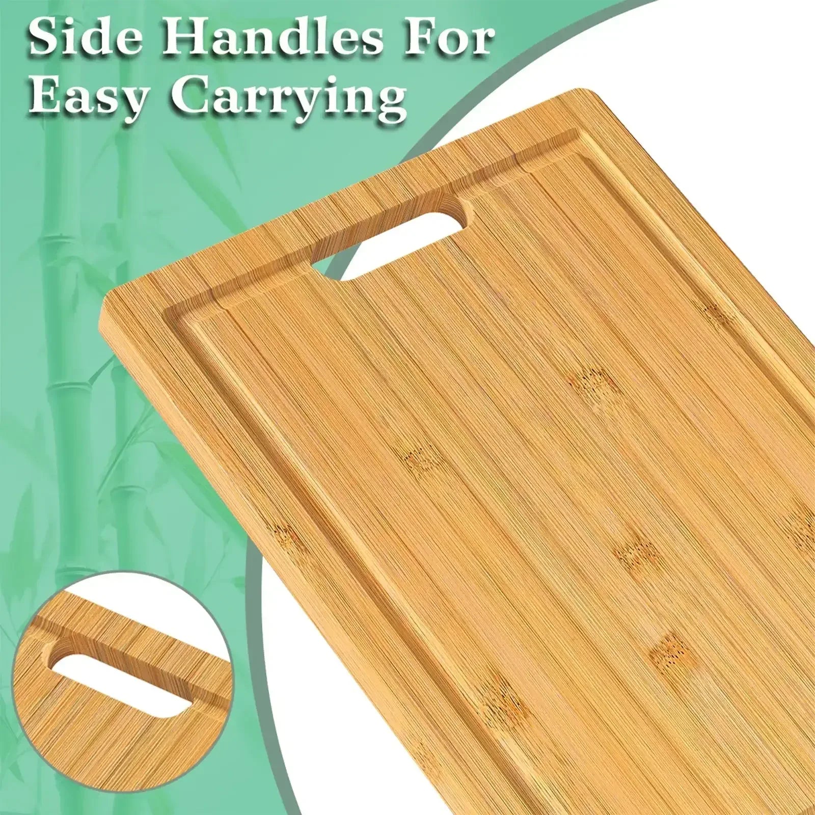 Large Wood Cutting Board, Bamboo Cutting Boards for Kitchen with Juice Groove and Handles, Cutting Boards for Kitchen, 15.75" x 11.81"