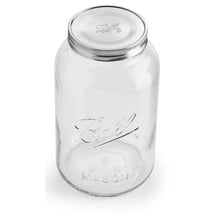 Ball mason jar with stainless lid, clear glass container with embossed Ball Mason mark